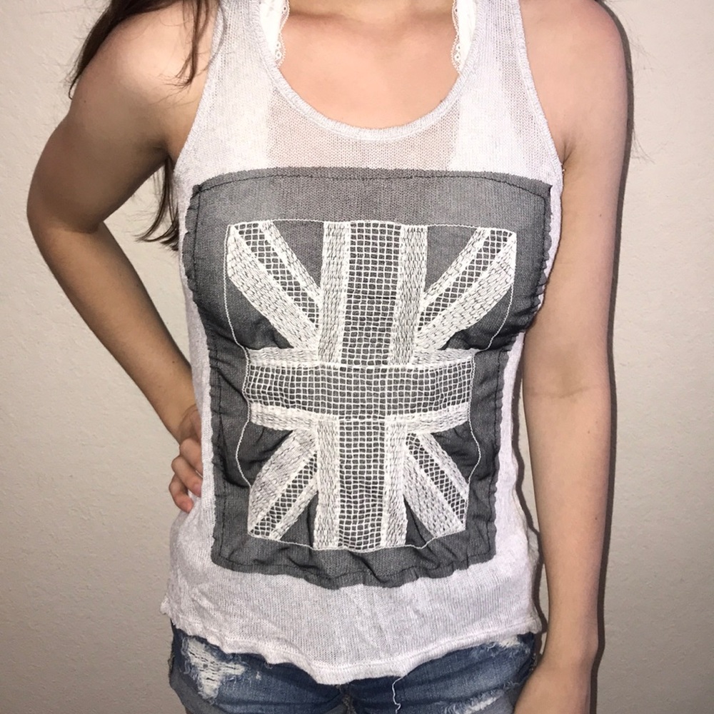 Grey British flag tank top